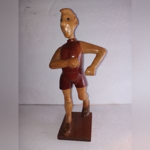 Vintage Romer Carved Wood Marathon Runner Figure Folk Art Italy